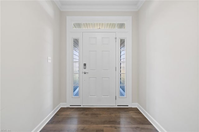 151 Highland Pony Dr, Hertford, NC 27944 - entrance foyer with dark wood finished floors, crown molding, and baseboards