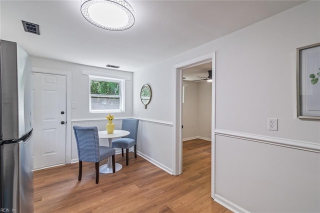 10 Hopkins St, Hampton, VA 23663 - dining room with light wood finished floors, baseboards, and ceiling fan