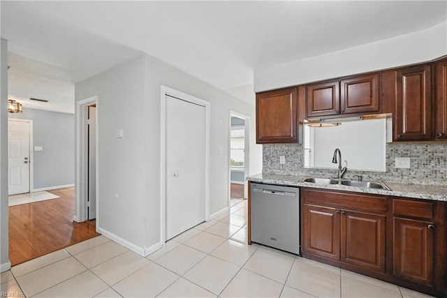 1405 Collingswood Trl, Virginia Beach, VA 23464 - kitchen with dishwasher, a sink, backsplash, and light tile patterned floors