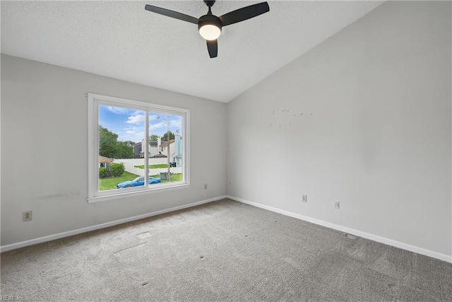 1405 Collingswood Trl, Virginia Beach, VA 23464 - carpeted empty room featuring ceiling fan, baseboards, lofted ceiling, and a textured ceiling
