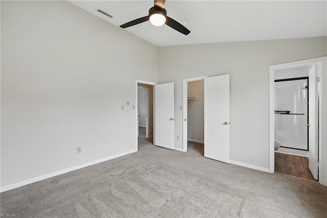 1405 Collingswood Trl, Virginia Beach, VA 23464 - unfurnished bedroom featuring lofted ceiling, carpet floors, baseboards, a spacious closet, and ensuite bathroom