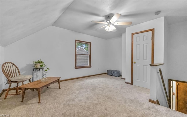 745 Denver Ave, Chesapeake, VA 23322 - sitting room featuring carpet, vaulted ceiling, ceiling fan, and baseboards