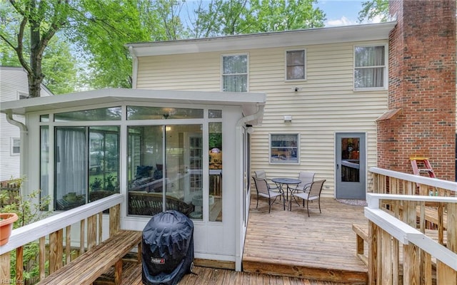 745 Denver Ave, Chesapeake, VA 23322 - deck featuring a sunroom and outdoor dining space