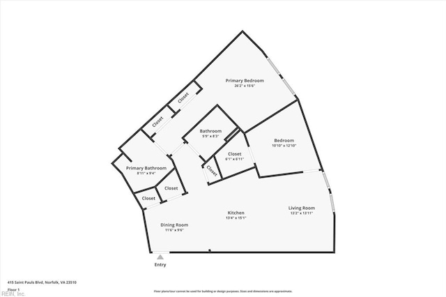 415 Saint Pauls Blvd Unit 609, Norfolk, VA 23510 - floor plan / room layout