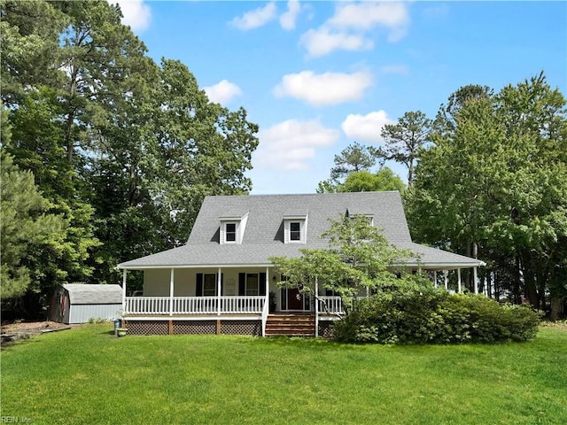 585 Morse Point Rd, Port Haywood, VA 23138 - view of front of home featuring a porch, a front yard, and a shingled roof