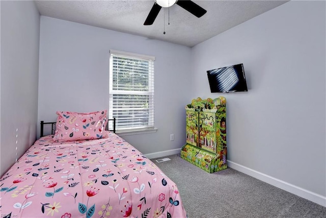 39 Morrison Ave, Newport News, VA 23601 - bedroom featuring carpet flooring, baseboards, ceiling fan, and a textured ceiling
