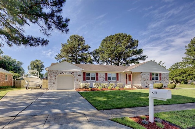 4217 Meadowgate Ct, Chesapeake, VA 23321 - single story home featuring concrete driveway, an attached garage, and brick siding