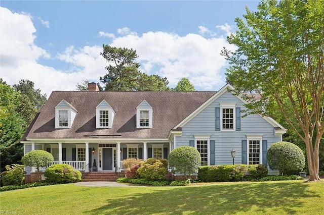 133 Sugar Bush, Williamsburg, VA 23188 - cape cod house with a front yard, a porch, a chimney, and a shingled roof