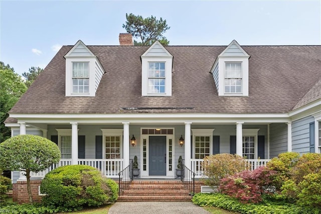 133 Sugar Bush, Williamsburg, VA 23188 - cape cod home with a chimney, a porch, and roof with shingles