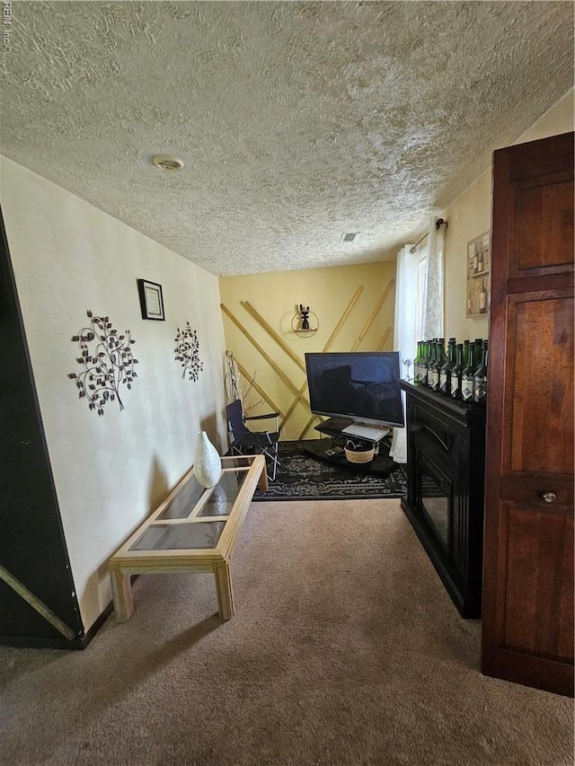 1428 24th St, Newport News, VA 23607 - living room featuring carpet floors and a textured ceiling