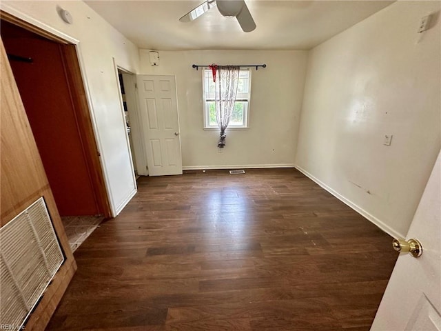 3860 Nansemond Cir, Norfolk, VA 23513 - empty room featuring a ceiling fan, dark wood-style flooring, and baseboards