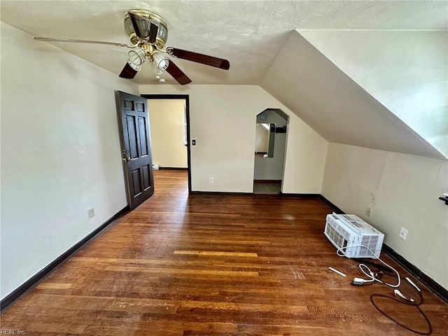 3860 Nansemond Cir, Norfolk, VA 23513 - additional living space with wood finished floors, a ceiling fan, baseboards, and vaulted ceiling