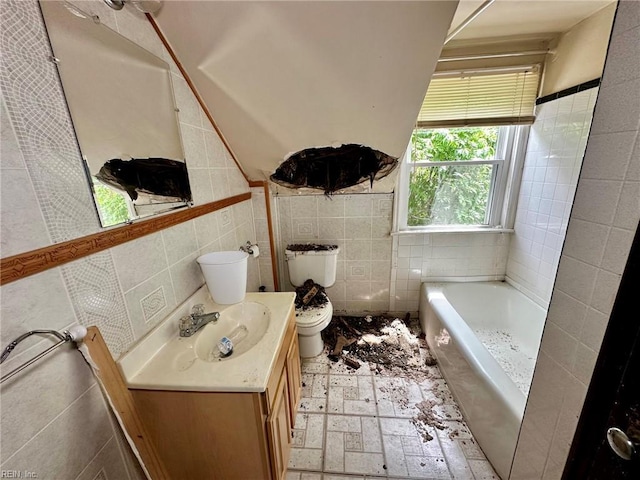 3860 Nansemond Cir, Norfolk, VA 23513 - full bathroom with tile walls, a garden tub, toilet, and vanity