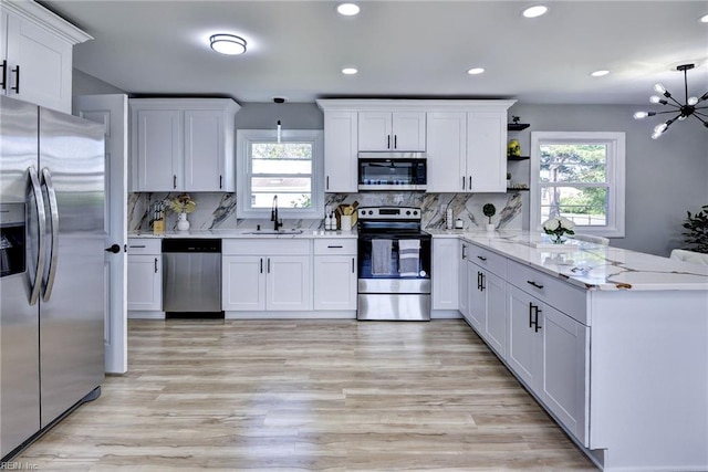 717 S Fallon Ct, Hampton, VA 23661 - kitchen featuring stainless steel appliances, a sink, a peninsula, plenty of natural light, and recessed lighting