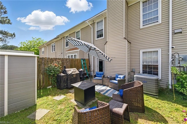 677 Hollomon Dr, Hampton, VA 23666 - view of yard featuring an outdoor living space and cooling unit