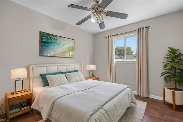 4704 Lonewillow Ln, Virginia Beach, VA 23455 - bedroom featuring baseboards, dark wood-style flooring, and ceiling fan