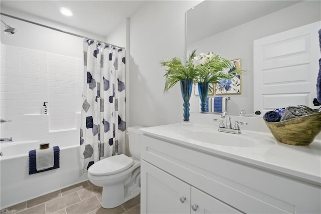 653 Waters Rd, Chesapeake, VA 23322 - bathroom featuring toilet, vanity, and shower / tub combo with curtain