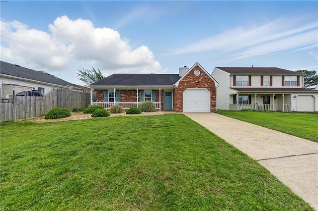 1713 Silver Springs Ct, Virginia Beach, VA 23456 - view of front of house featuring a porch, brick siding, driveway, and an attached garage