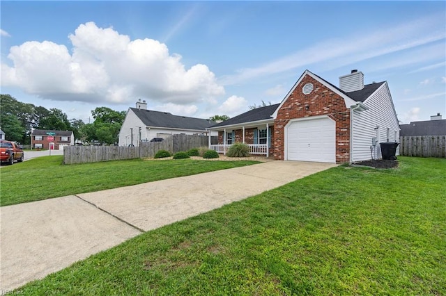 1713 Silver Springs Ct, Virginia Beach, VA 23456 - view of front of property featuring brick siding, an attached garage, driveway, a chimney, and a porch