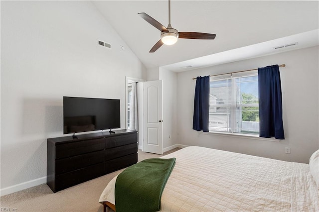 23 Mallory Way, Hampton, VA 23664 - carpeted bedroom featuring baseboards, ceiling fan, and high vaulted ceiling