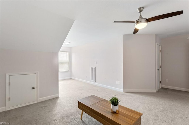 23 Mallory Way, Hampton, VA 23664 - living area featuring light carpet, a ceiling fan, and baseboards