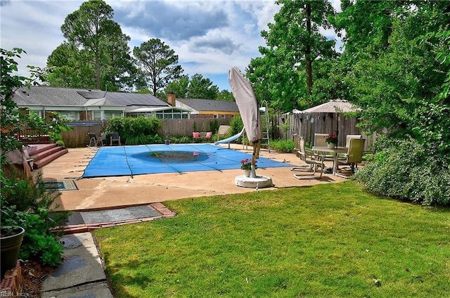 1052 Sunnyside Dr, Virginia Beach, VA 23464 - view of pool with a water slide and a patio