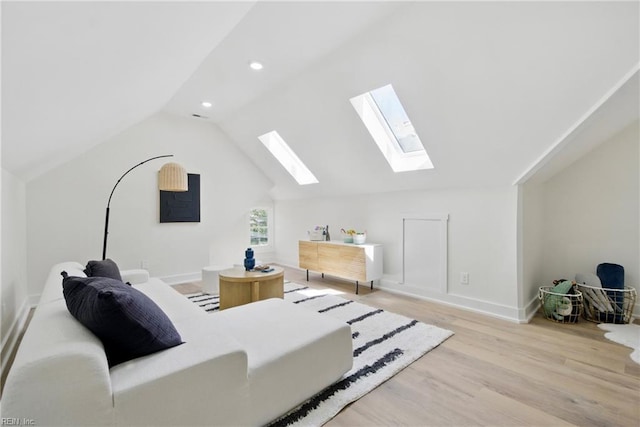 1653 Shipyard Rd, Chesapeake, VA 23323 - bedroom with a skylight, light wood-type flooring, lofted ceiling, recessed lighting, and baseboards