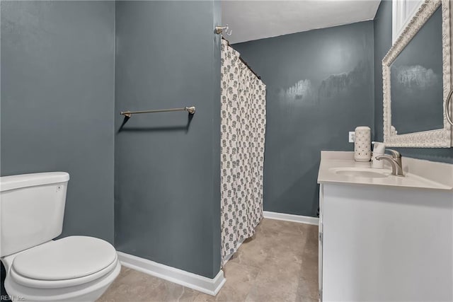 2305 Shorebird Ct, Chesapeake, VA 23323 - full bathroom with toilet, vanity, baseboards, and a shower with shower curtain