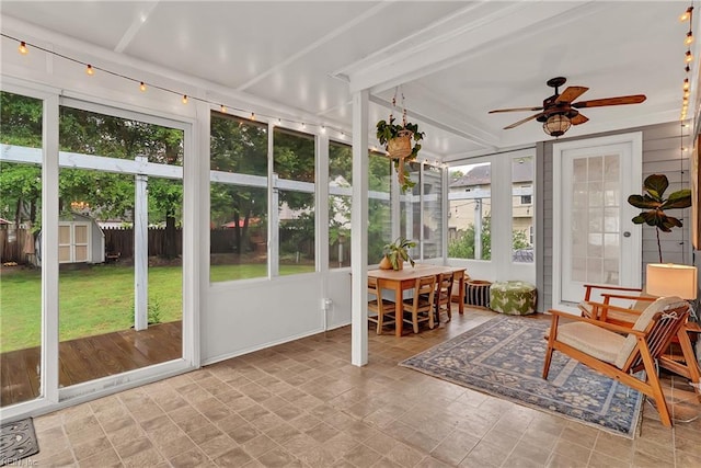 2305 Shorebird Ct, Chesapeake, VA 23323 - sunroom / solarium featuring ceiling fan and outdoor dining area