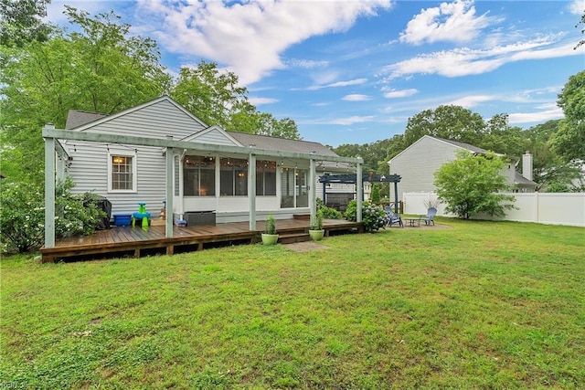 2305 Shorebird Ct, Chesapeake, VA 23323 - rear view of house featuring a pergola and a wooden deck