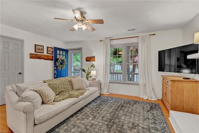 2305 Shorebird Ct, Chesapeake, VA 23323 - living room featuring ceiling fan and light wood-type flooring