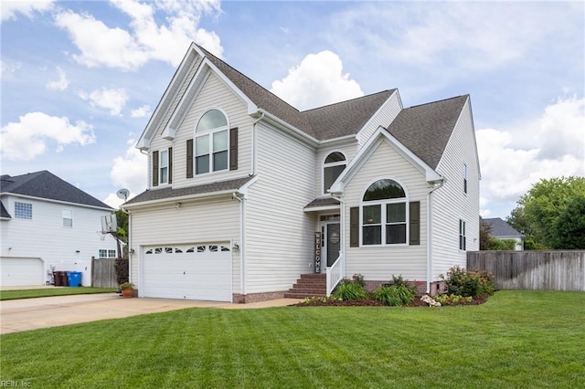 433 Fall Ridge Ln, Chesapeake, VA 23322 - traditional-style home with an attached garage, concrete driveway, and a shingled roof