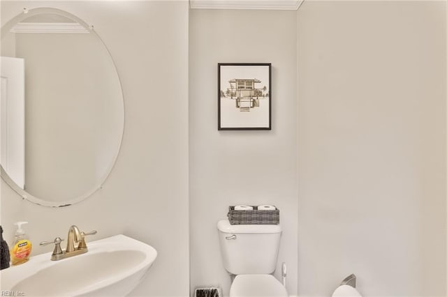 433 Fall Ridge Ln, Chesapeake, VA 23322 - bathroom featuring a sink, toilet, and ornamental molding