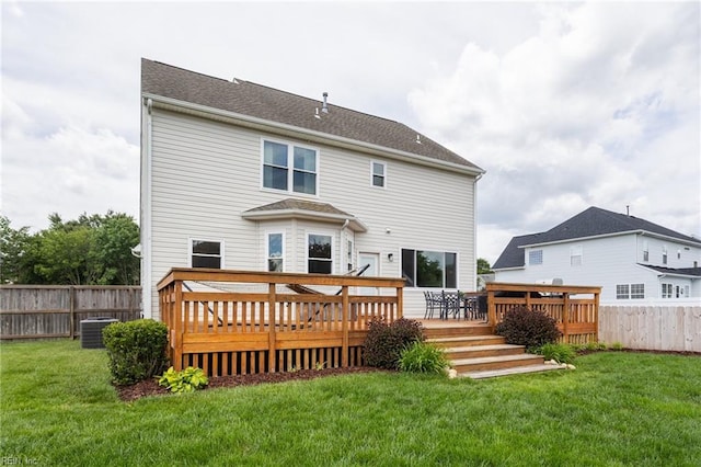 433 Fall Ridge Ln, Chesapeake, VA 23322 - rear view of property with a wooden deck and cooling unit