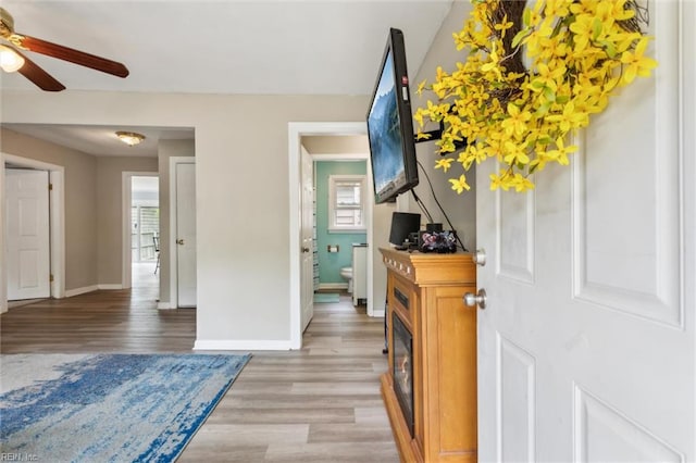 203 Old Seaford Rd, Seaford, VA 23696 - foyer featuring light wood-style floors, a ceiling fan, healthy amount of natural light, and baseboards