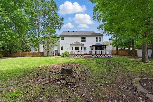 3234 Bentham Ln, Chesapeake, VA 23321 - back of property featuring a fenced backyard, a wooden deck, and a gazebo