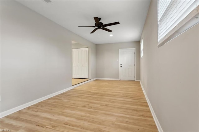 500 Mango Dr, Virginia Beach, VA 23452 - empty room featuring a ceiling fan, light wood-style floors, baseboards, and recessed lighting