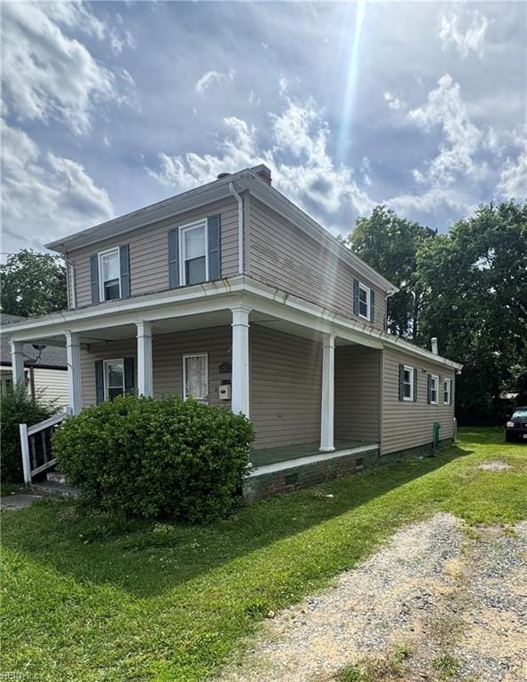 207 Saint James Ave, Suffolk, VA 23434 - view of home's exterior with a lawn, covered porch, and crawl space