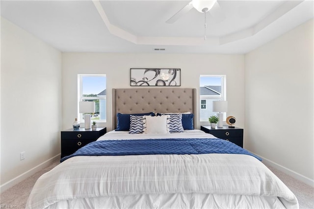 706 Fishermans Rd, Norfolk, VA 23503 - carpeted bedroom featuring a tray ceiling, multiple windows, and baseboards