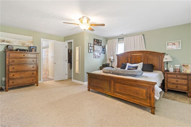 441 Cummings Rd, Virginia Beach, VA 23452 - bedroom featuring light colored carpet, baseboards, and a ceiling fan