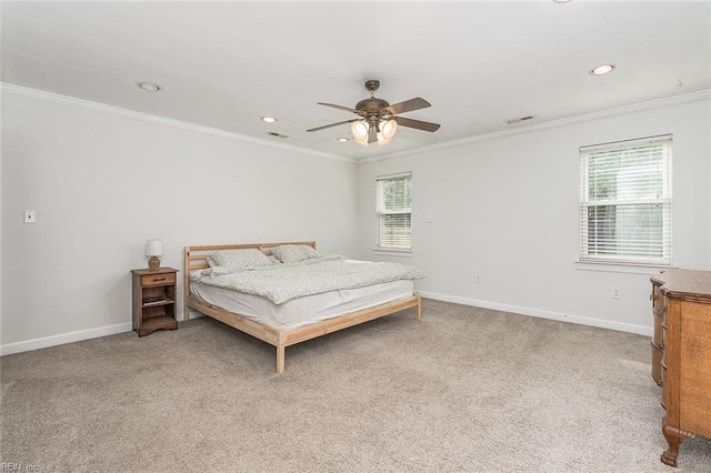 940 Blackwater Rd, Chesapeake, VA 23322 - bedroom featuring crown molding, multiple windows, baseboards, recessed lighting, and light carpet