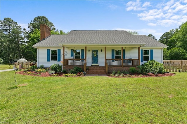 5786 Booker Ln, Gloucester, VA 23061 - view of front of property with a chimney, a porch, and a shingled roof