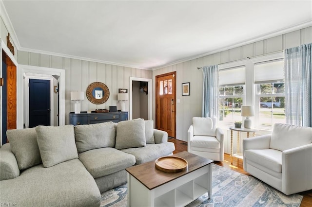 131 Robinson Rd, Hampton, VA 23661 - living room featuring ornamental molding and wood finished floors