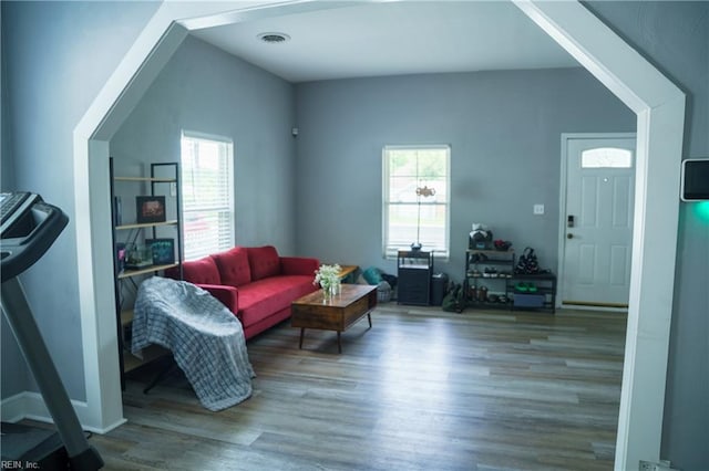 12 Benton Ave, Portsmouth, VA 23702 - living room with wood finished floors and arched walkways