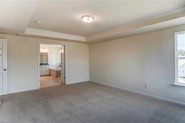 108 Brassy St, Suffolk, VA 23434 - unfurnished bedroom featuring a tray ceiling, light colored carpet, and baseboards