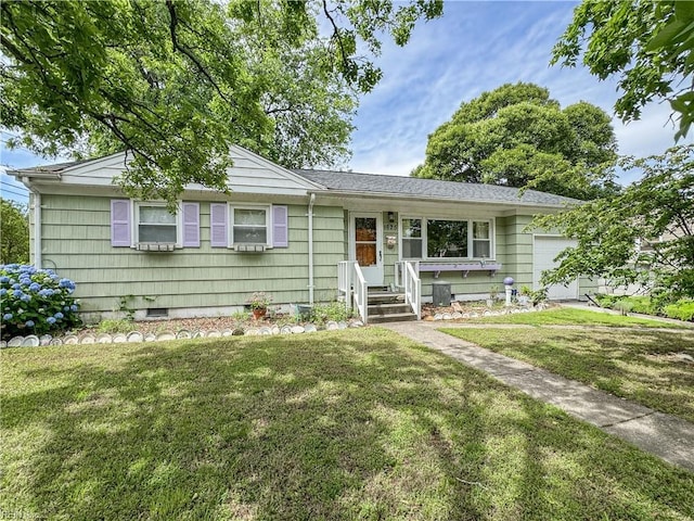 1625 Garfield Dr, Norfolk, VA 23503 - ranch-style house with an attached garage and a front lawn