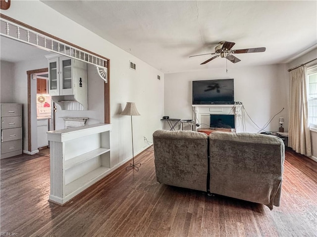 1625 Garfield Dr, Norfolk, VA 23503 - living room with a ceiling fan, wood finished floors, and baseboards