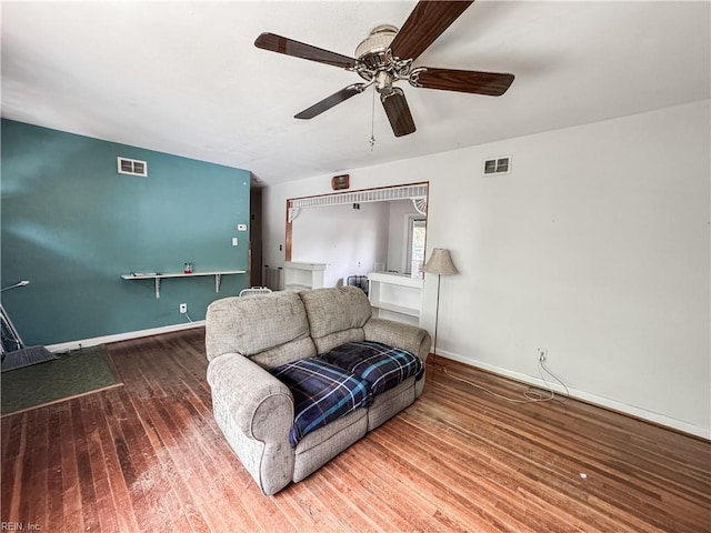1625 Garfield Dr, Norfolk, VA 23503 - living area with hardwood / wood-style floors, baseboards, and ceiling fan