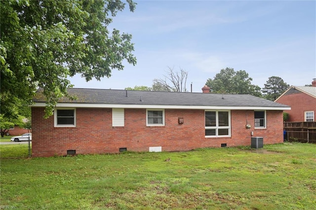 11 Redbud Ln, Newport News, VA 23602 - rear view of house featuring crawl space, brick siding, and central AC