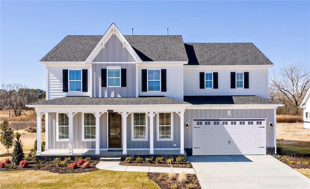 137 Preserve Way, Suffolk, VA 23434 - view of front of property with covered porch, board and batten siding, driveway, and roof with shingles